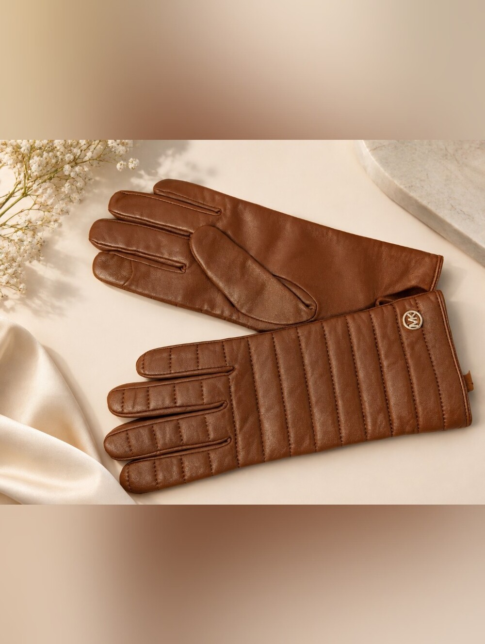 Michael Kors Chocolate Brown Leather Gloves